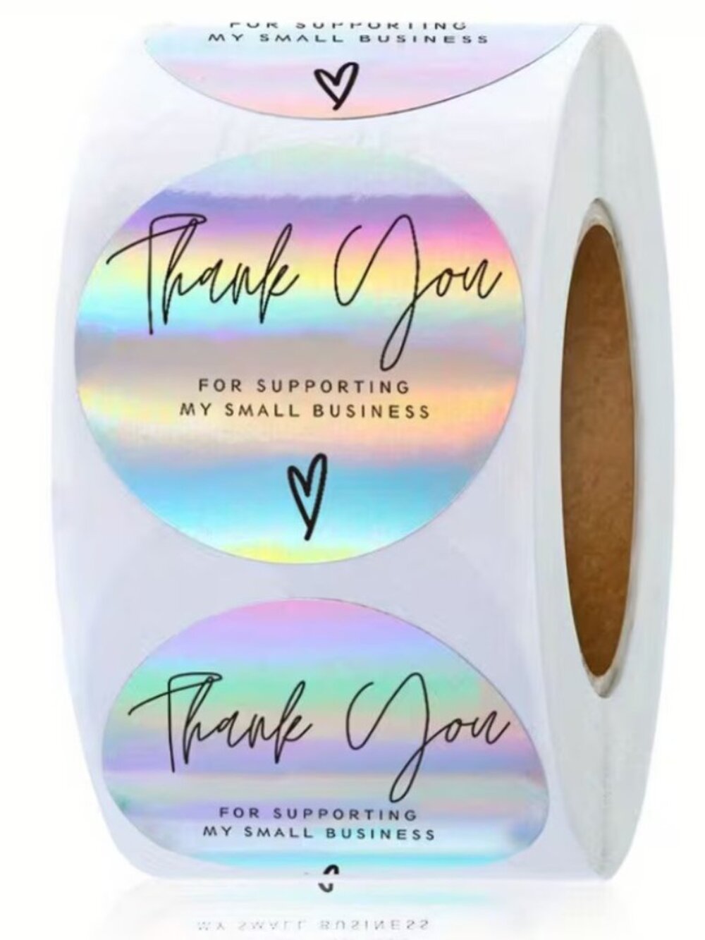 500/Roll 1.5" Laser Holographic Thank You Stickers for Business Package